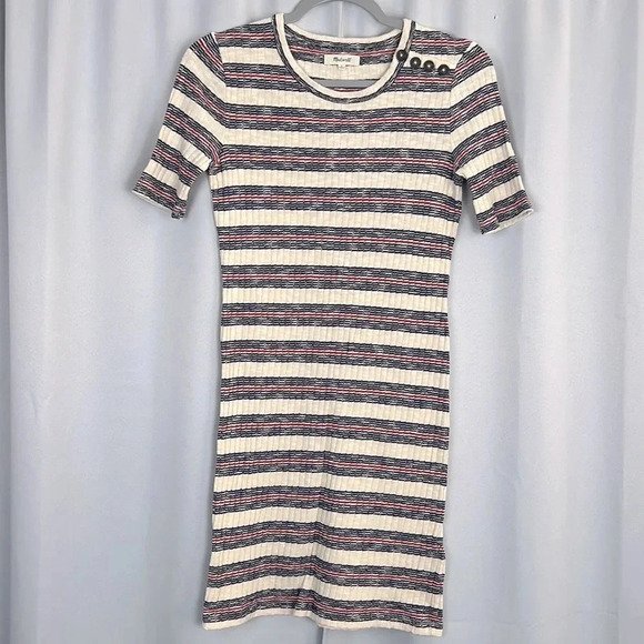Madewell Short-Sleeve Mini Dress in Lawton Stripe Size Small - Picture 2 of 8